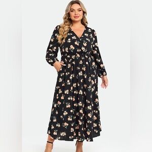 Navy Floral Maxi Dress NWT